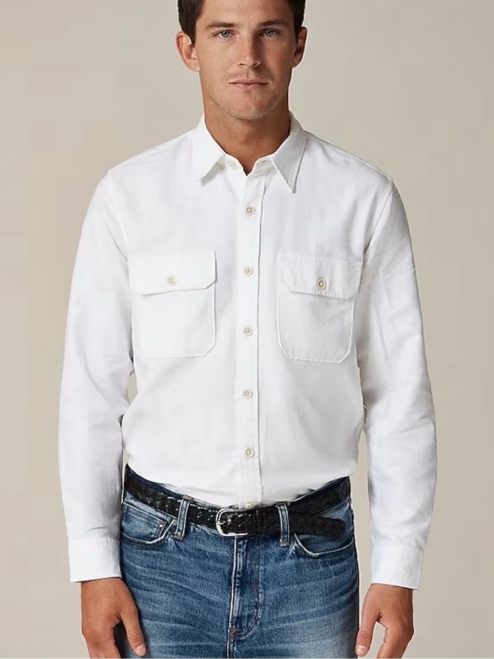 NWT J. Crew Linen-cotton Blend Twill Workshirt White